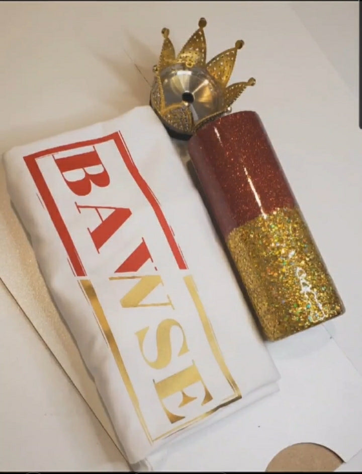 Red and Gold Name Glittery Tumbler